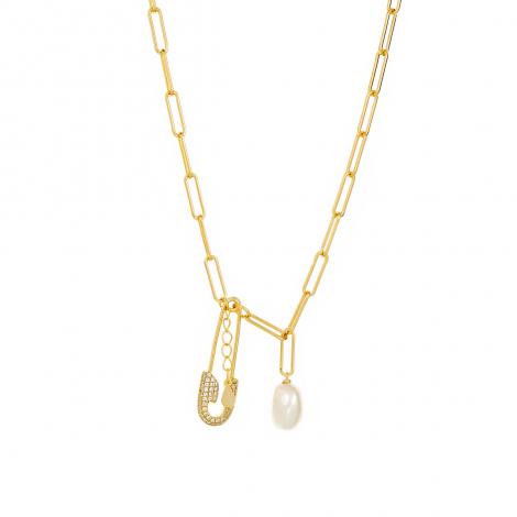 Колье, вставка: жемчуг "барокко" (культ.), куб.цирконий, арт.:05209384523gp, SilverWings, рис. 1