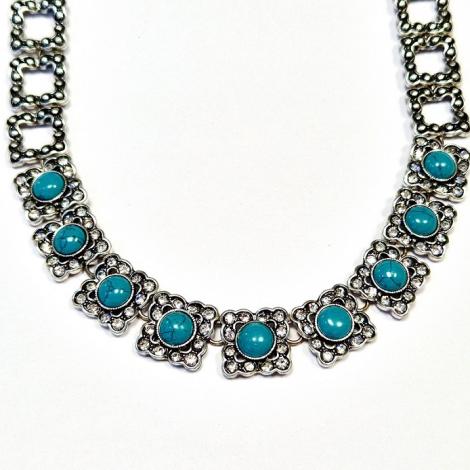 Колье, вставка: бирюза пр., куб.цирконий, арт.:0523892411, SilverWings, рис. 1