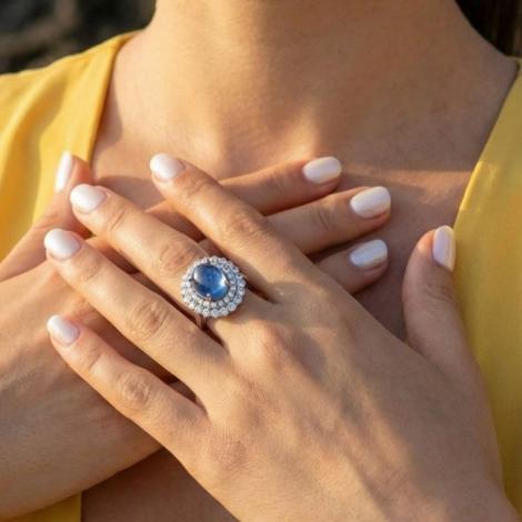 Кольцо, вставка: кианит (кабошон) синт., куб.цирконий, арт.:2112733629, SilverWings, рис. 3