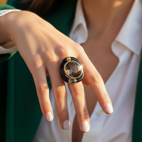 Кольцо, вставка: куб.цирконий, эмаль, арт.:212211232gp-b, SilverWings, рис. 2