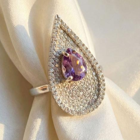 Кольцо, вставка: аметист, куб.цирконий, арт.:21qsrgg00610-19-115, SilverWings, рис. 3