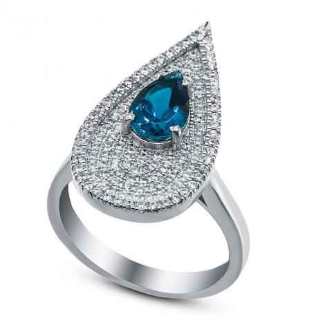 Серебряное кольцо, вставка: топаз "london blue", куб.цирконий, арт.:21qsrgg00610-19-120, SilverWings, рис. 1