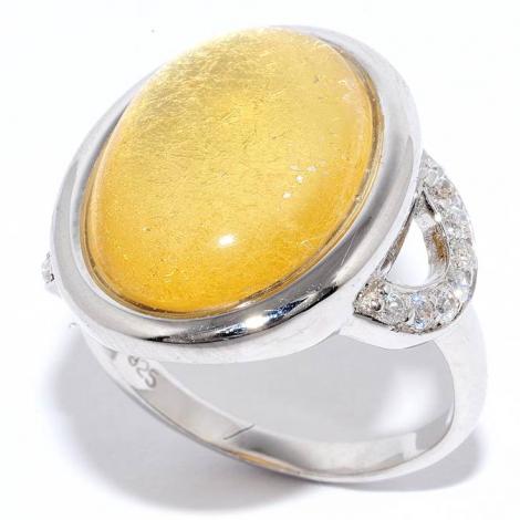 Серебряное кольцо, вставка: сусальное золото, смола ювелирная, куб.цирконий, арт.:21r2108cgs-133, SilverWings, рис. 1