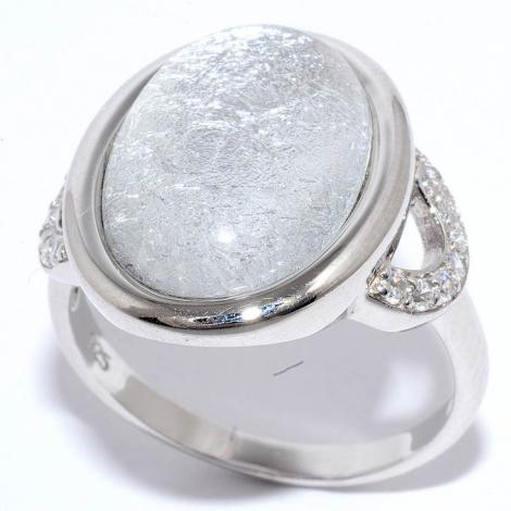 Серебряное кольцо, вставка: сусальное серебро, смола ювелирная, куб.цирконий, арт.:21r2108css-133, SilverWings, рис. 1