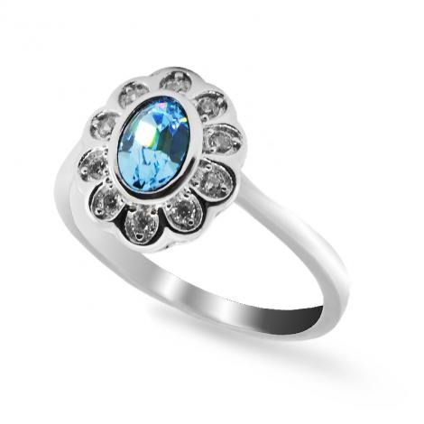 Серебряное кольцо, вставка: кристалл "swarovski", куб.цирконий, арт.:21set9511n-113, SilverWings, рис. 1