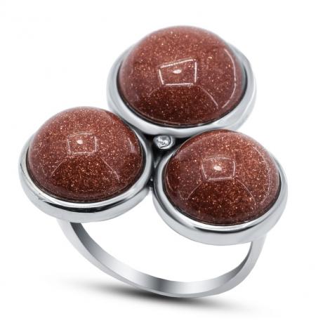 Серебряное кольцо, вставка: авантюрин, куб.цирконий, арт.:21sr0820r-97, SilverWings, рис. 1
