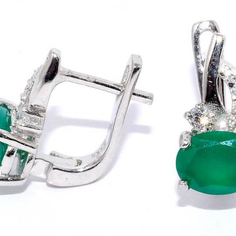 Серьги, вставка: агат, куб.цирконий, арт.:220008-32-163, SilverWings, рис. 1