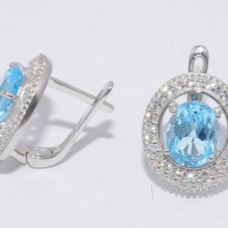 Серьги, вставка: топаз, куб.цирконий, арт.:2200378-19-46, SilverWings, рис. 1