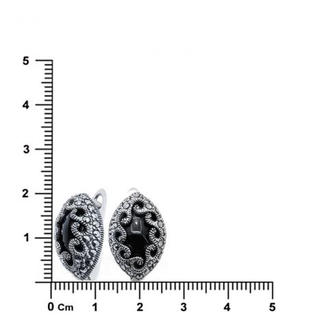 Серьги, вставка: оникс, марказит, арт.:220546-39, SilverWings, рис. 3