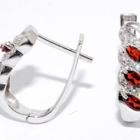 Серьги, вставка: гранат, куб.цирконий, арт.:22e-9651-140, SilverWings, рис. 1