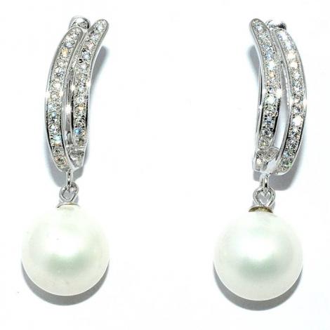 Серьги, вставка: жемчуг и., куб.цирконий, арт.:22set7140-113, SilverWings, рис. 1