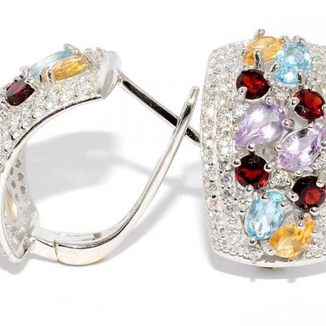 Серьги, вставка: аметист, гранат, топаз, цитрин, куб.цирконий, арт.:22vsffa00484-19, SilverWings, рис. 1